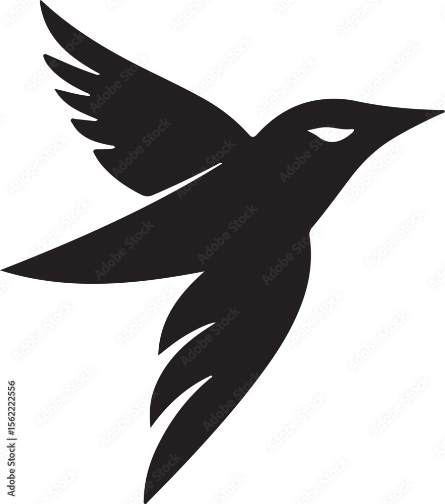 Fototapeta premium Soaring Bird Silhouette with Wide Wings vector illustration
