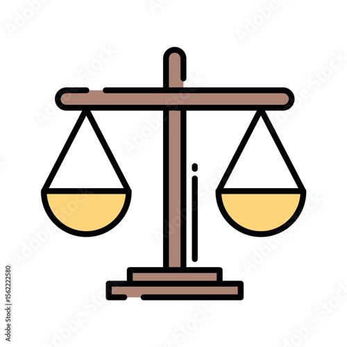 Colorful Balance Scale with Bold Black Outline Representing Justice
