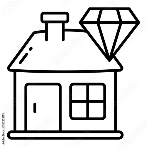 A line design icon of precious house