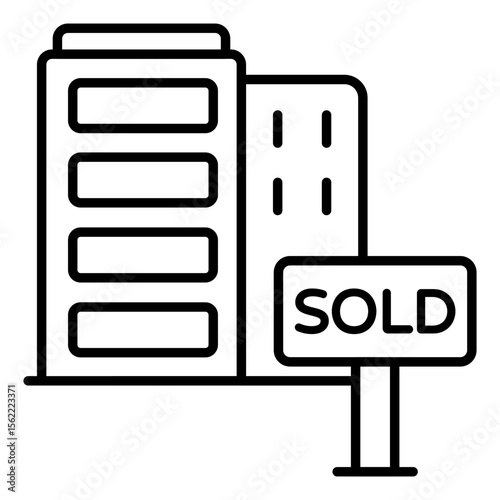 Editable design icon of sold building