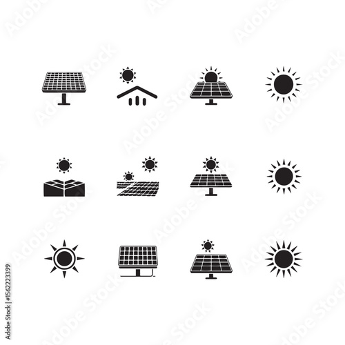 Smart Home and Energy Icons Set Power, Solar, and Connectivity Symbols