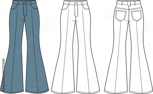 Flared Bell-Bottom Jeans in Classic and Neutral Colors