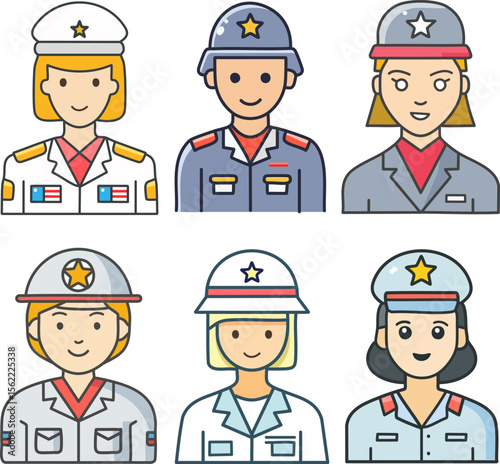 Usa army flat icons set