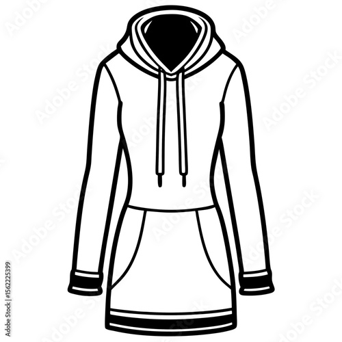 Casual Hoodie Dress Vector