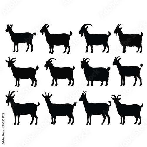 Goat Silhouette Vector Art Illustration