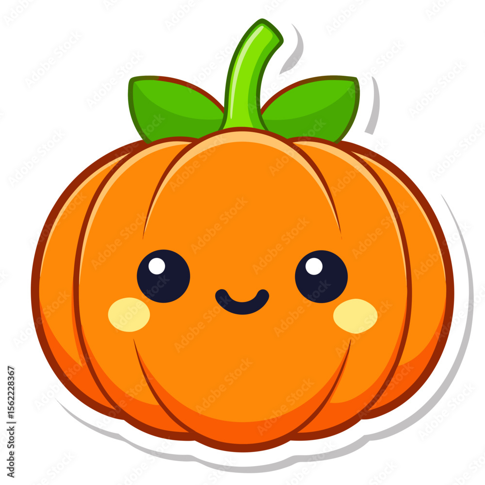 Obraz premium Adorable Kawaii Style Pumpkin with Big Eyes and Smile