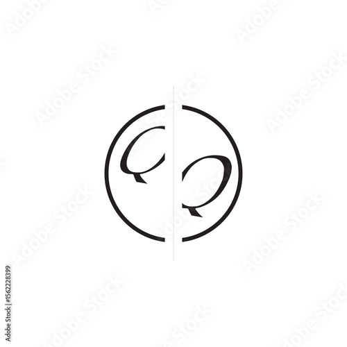 Unique Vector Circled Monogram Simple Logo QQ Initial Alphabet Design Alphabet