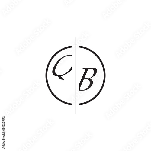 Unique Vector Circled Monogram Simple Logo QB Initial Alphabet Design Alphabet