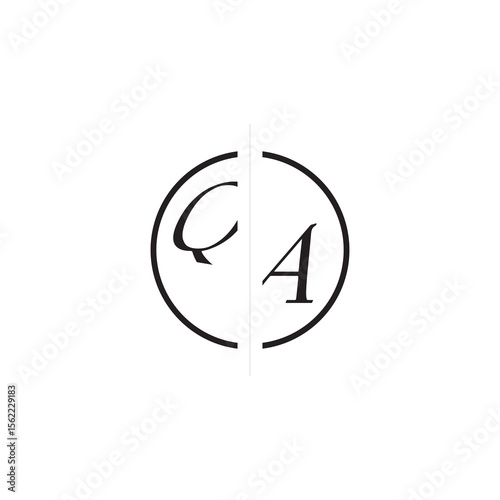 Unique Vector Circled Monogram Simple Logo QA Initial Alphabet Design Alphabet