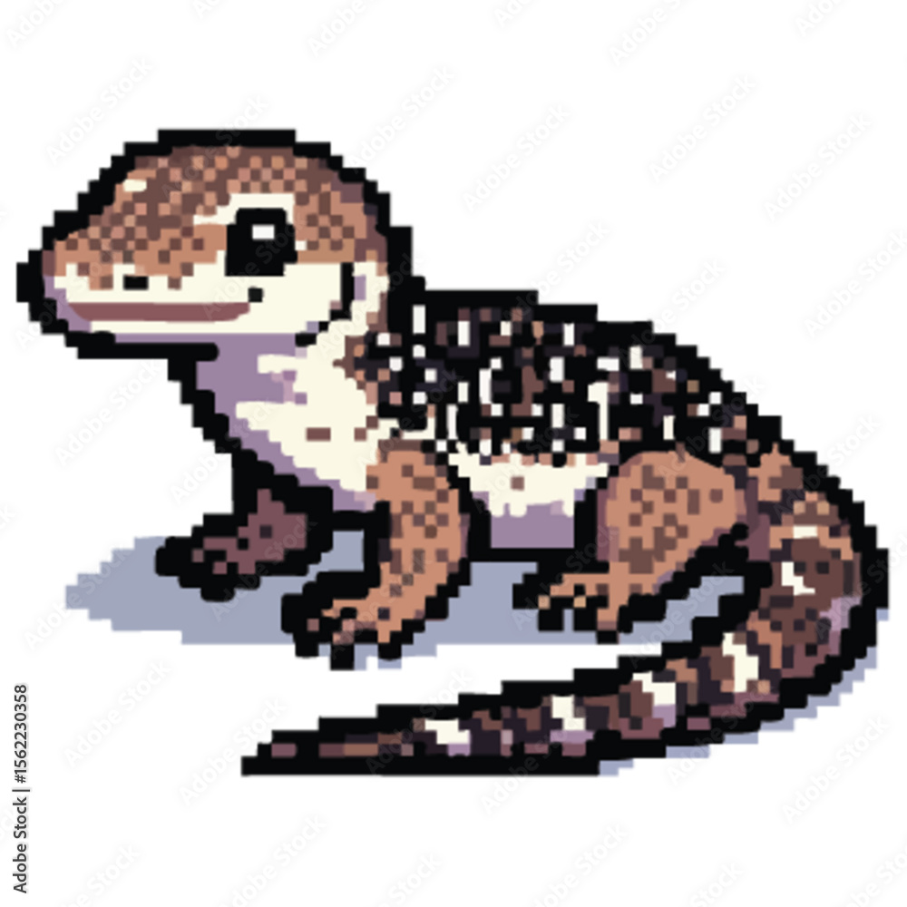 Obraz premium Cute pixel art illustration of a gecko, showing its detailed scales and features.