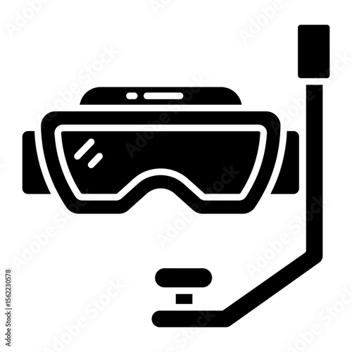 Oxygen pipe with goggles, icon of snorkeling mask