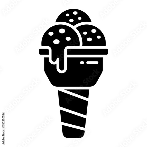 Ice cream cone icon, editable vector