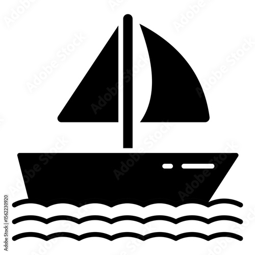 A solid design icon of rowing boat