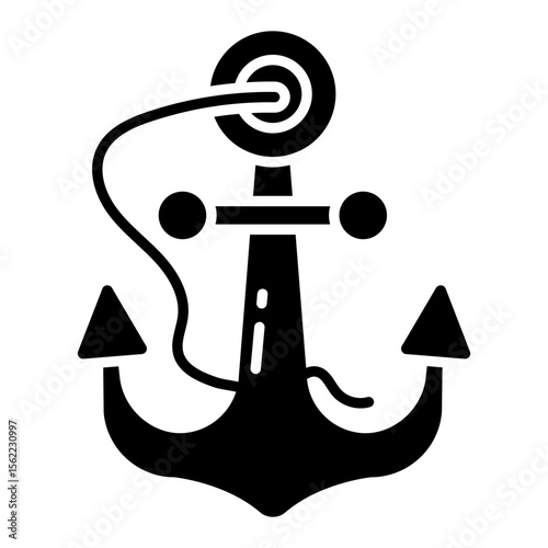 A solid design icon of nautical hook