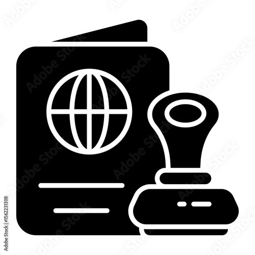 A solid design icon of passport, editable vector