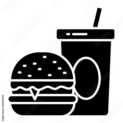 Modern design icon of burger with drink