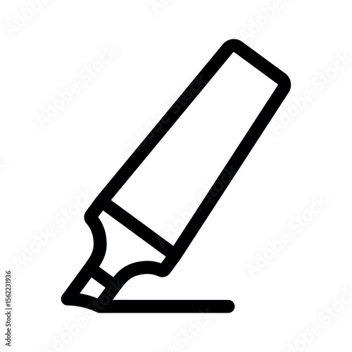 Marker highlighter pen line icon.School supplies. Simple vector symbol used for school, travel, or education themes. Clean linear design, editable stroke, isolated on white.