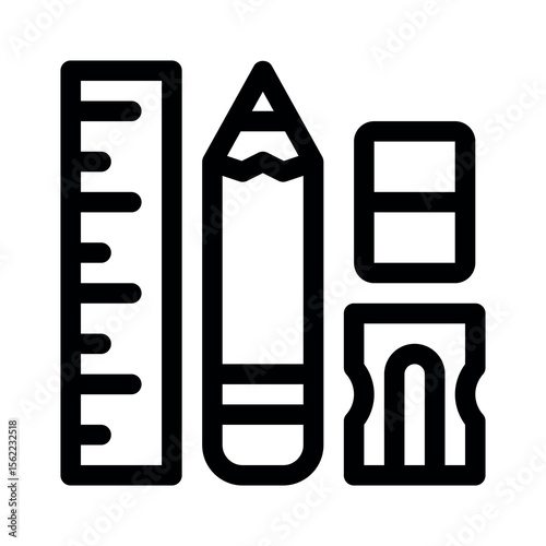 School supplies. Simple vector symbol used for school, travel, or education themes. Clean linear design, editable stroke, isolated on white.