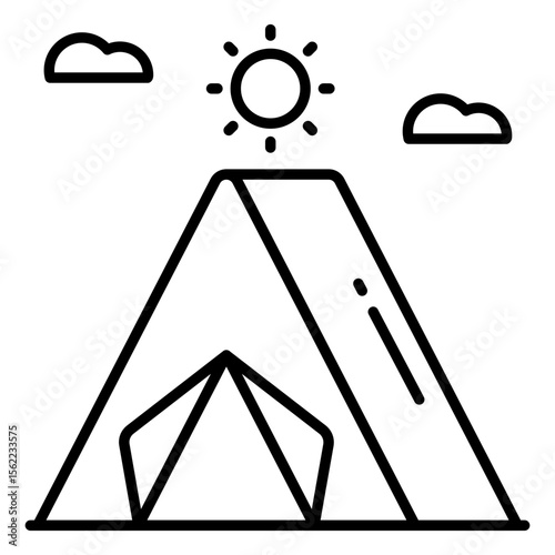 A line design icon of camp