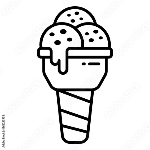 Ice cream cone icon, editable vector