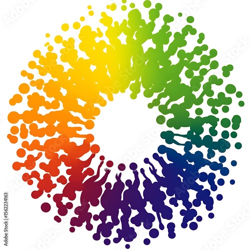 Rainbow-colored dot ring, vibrant, abstract design