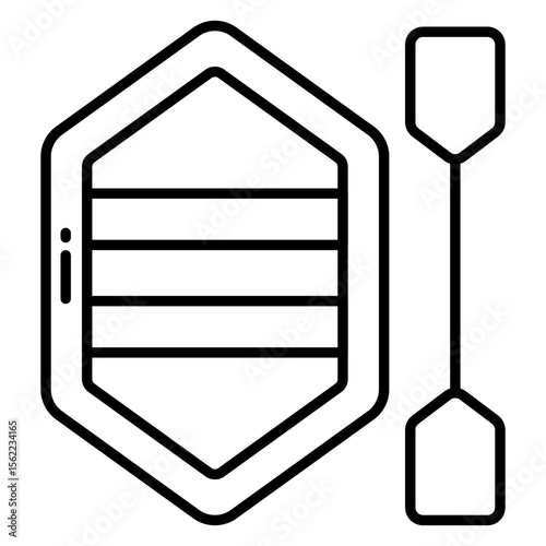 A line design icon of rubber boat