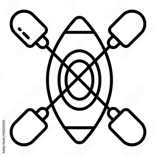 A line design icon of canoe