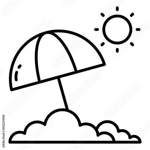 A line design icon of outdoor umbrella