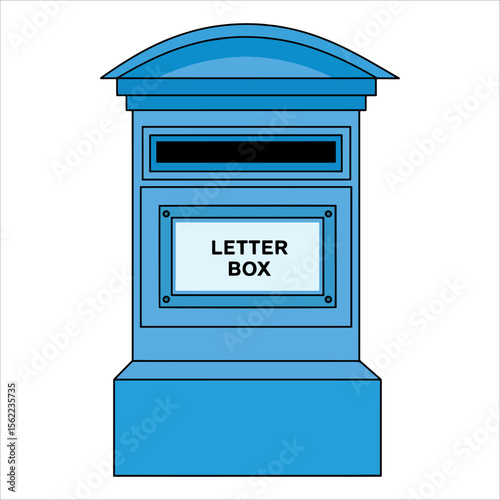 Blue mailbox vector illustration. Clean post office concept ideal for delivery apps and correspondence themes.
