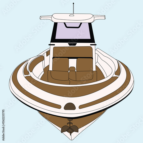 Vector Boat Line Art Illustration