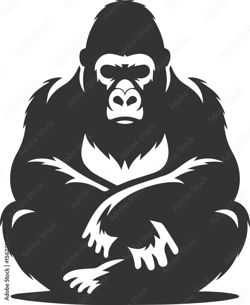 Obraz premium Wild big animal silhouette of a gorilla vector illustration