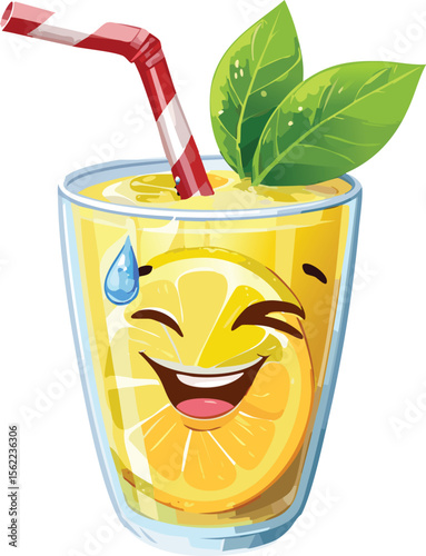 Winking Lemonade Cup Sweating Under the Summer Sun