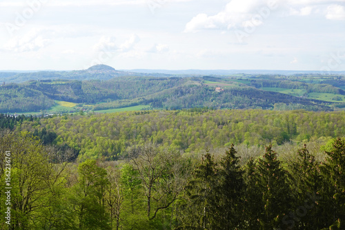 Panorama opening from Kuhalb mountain, Donzdorf village, Baden Wuerttemberg, Germany