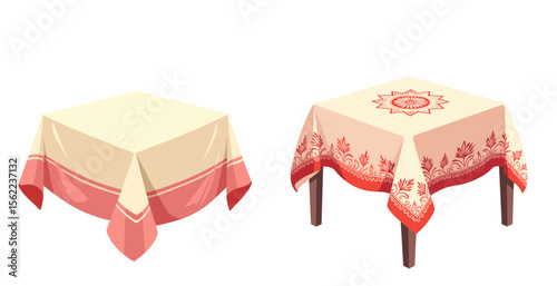 Decorative tablecloth designs with patterns, home decor concept