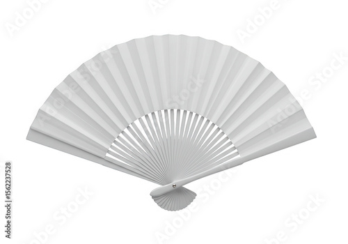 A simple white folding fan isolated on transparent background
