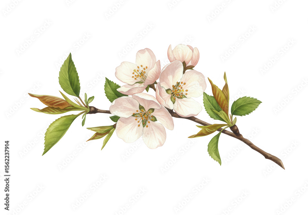 Fototapeta premium Delicate spring blossom branch isolated on transparent background