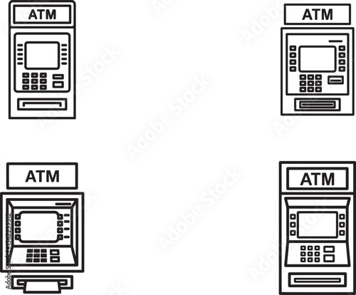 Four Simple Line Art ATM Icons