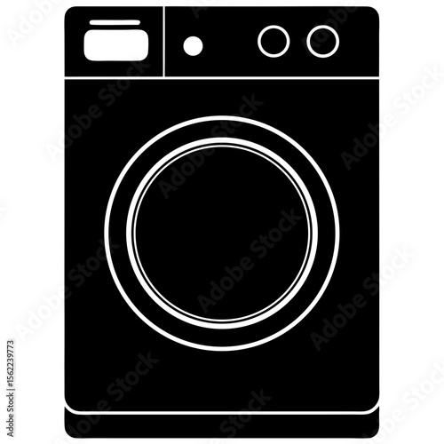 Front loading washing machine appliance simple silhouette design