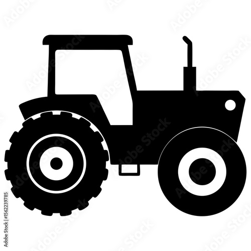 Simple farm tractor machinery equipment silhouette vector illustration