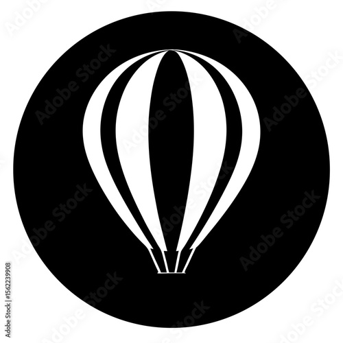 Hot air balloon inside circle shape simple design silhouette vector illustration