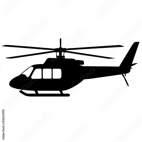 Helicopter flying machine transportation silhouette vector illustration