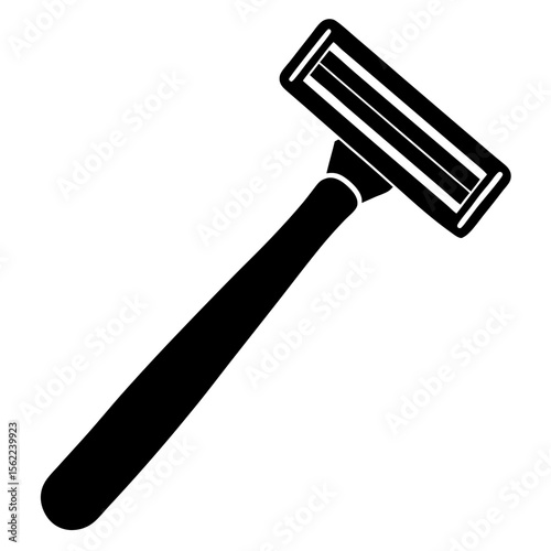 Simple disposable razor tool shaving equipment silhouette vector illustration