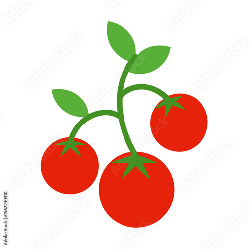 red tomato with green leaves