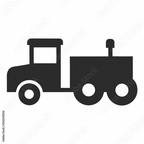 Simple truck with trailer transport toy silhouette vector illustration