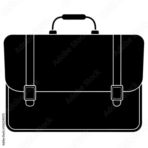 Classic briefcase with straps and handle silhouette vector illustration