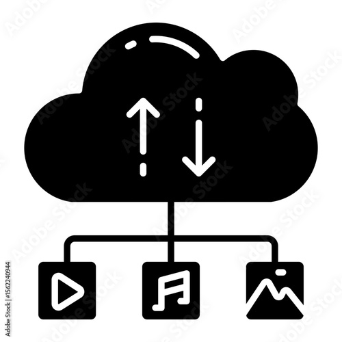Editable design icon of cloud data transfer