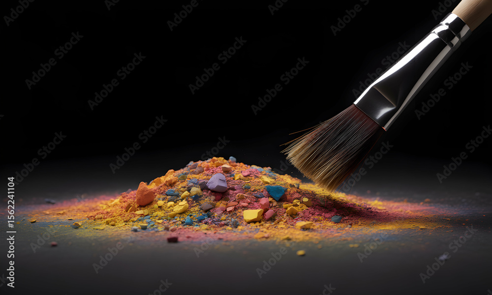 Fototapeta premium Makeup Brush with Colorful Eyeshadow Powder