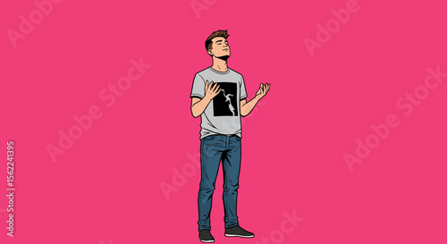 Astonished Man in Pop Art Style Illustration