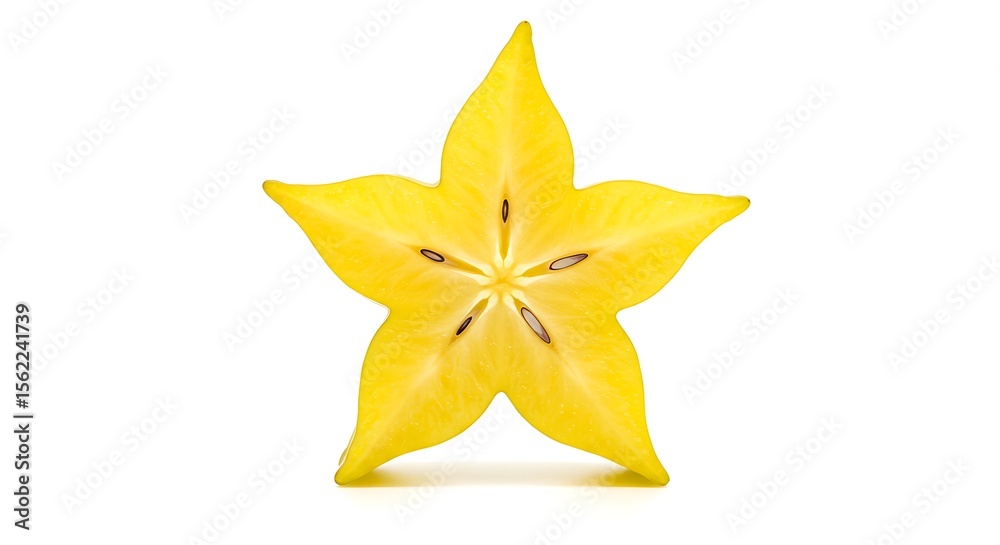 Fototapeta premium Star Fruit Slice: Vibrant Tropical Food on White
