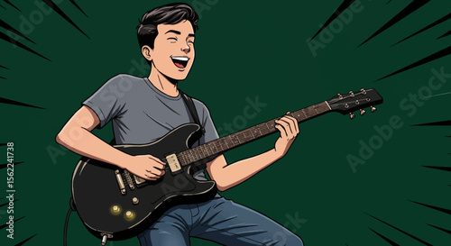Electric Guitar Player A Vibrant Illustration
